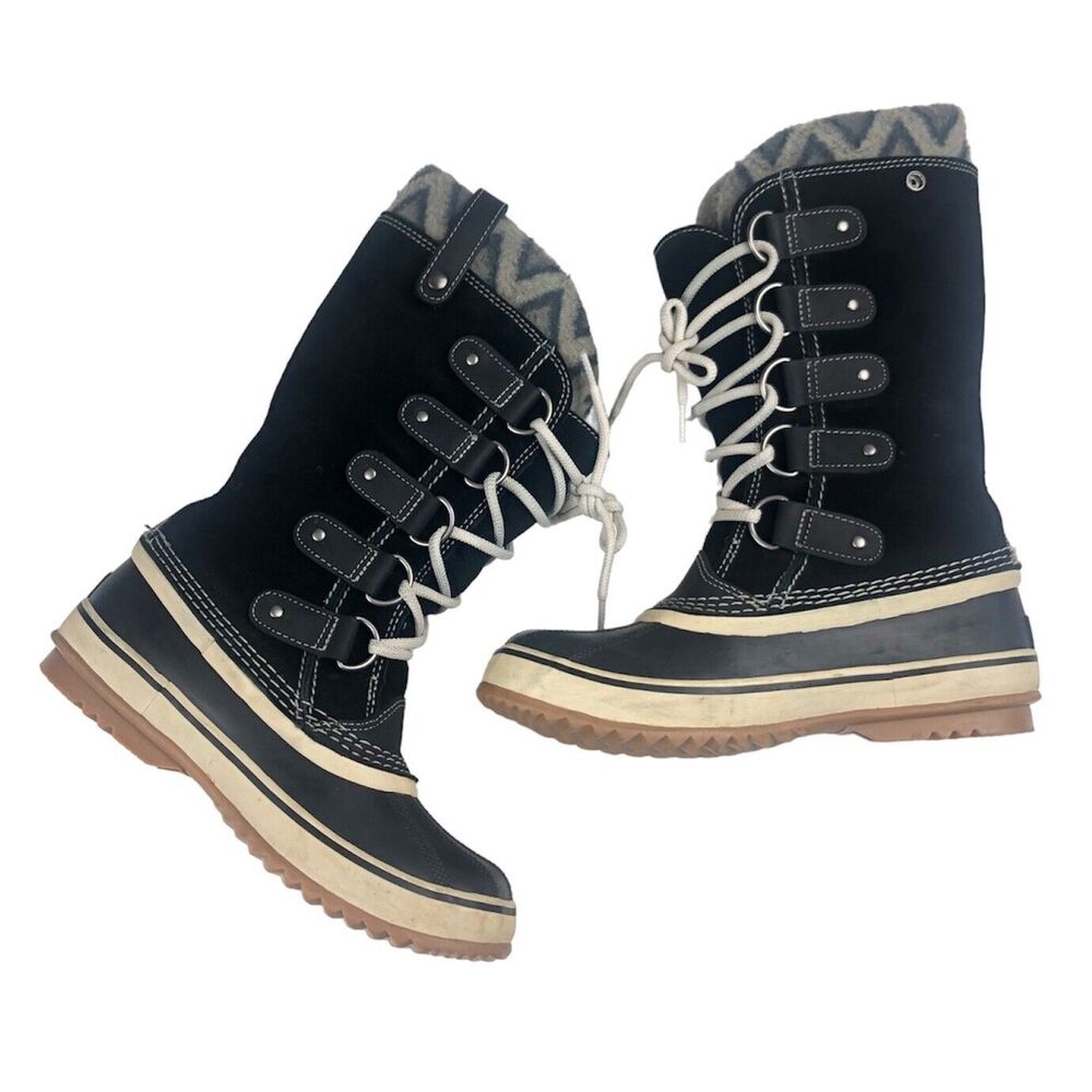 Sorel Joan of Arctic Knit II Black Gray Boot Women's Size 7